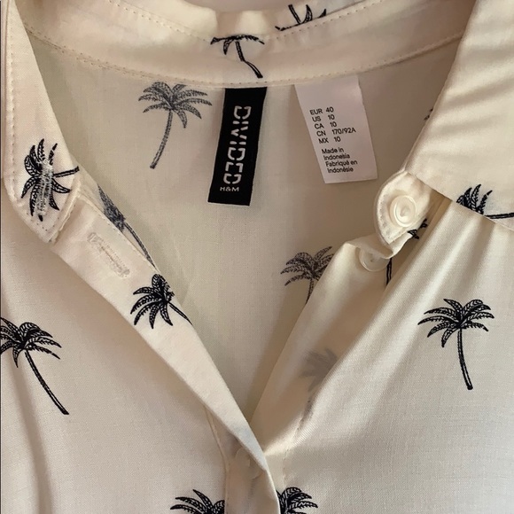 H&M Button Down Palm Tree Tank, Cream/Black - Picture 2 of 4